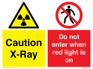 Caution X-Ray. Do not enter when red light is on